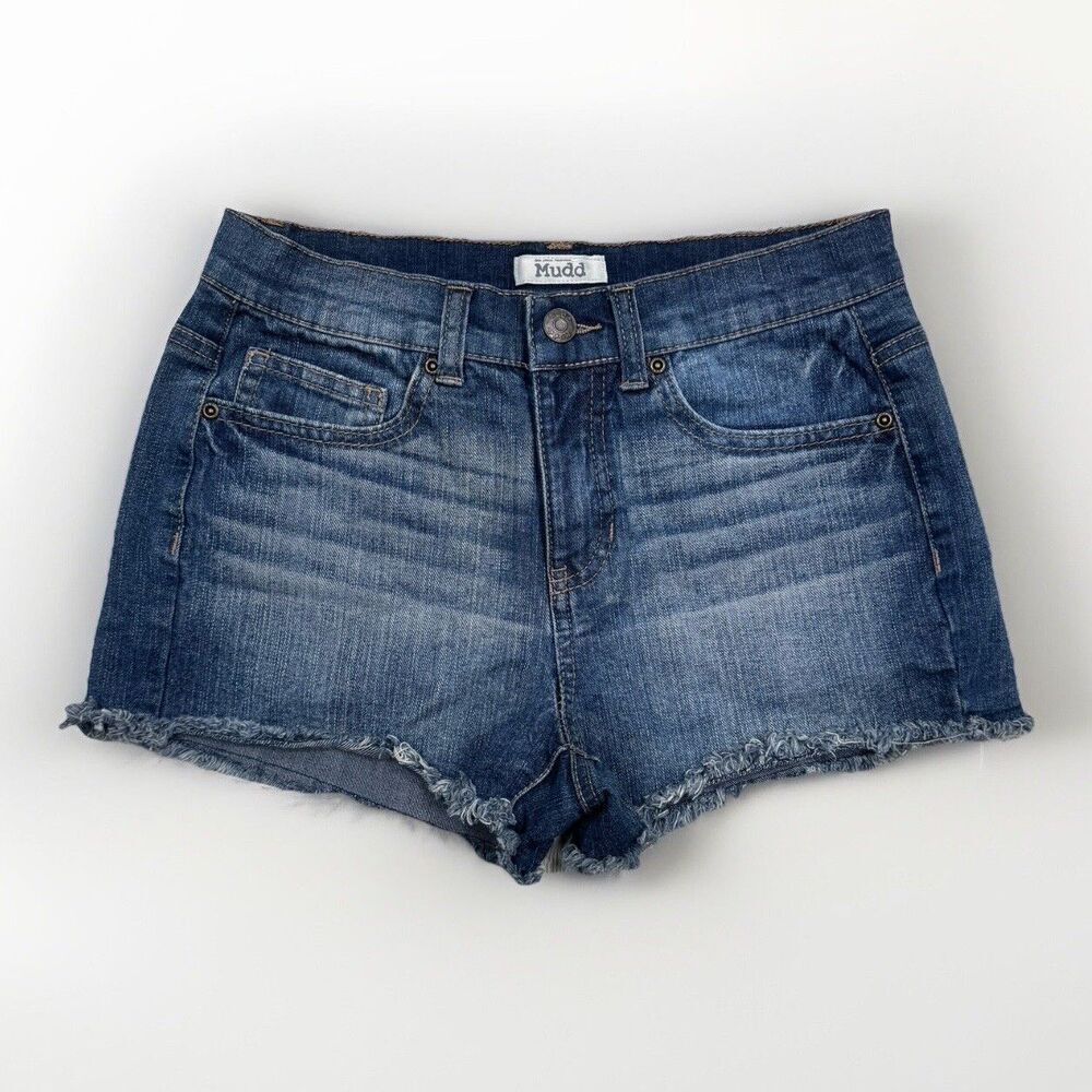 Mudd Shorts Juniors 5 High Rise Blue Jean Denim Measures W26 Inseam 2